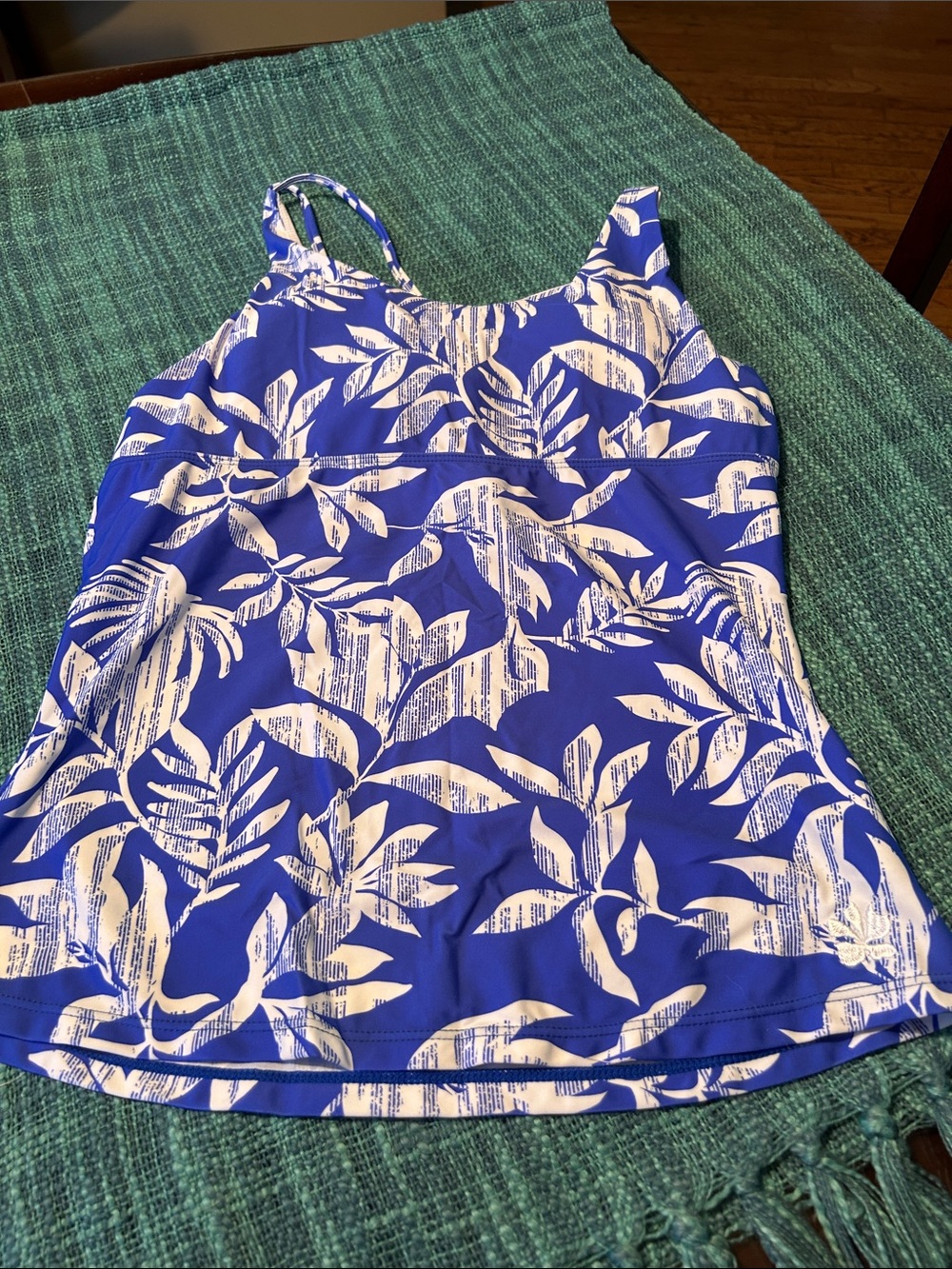 Hapari Royal Blue and White Tropical Tankini Swim Top